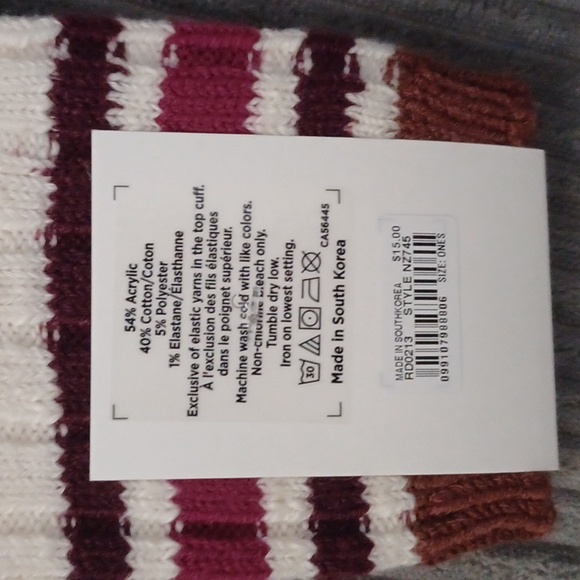 New Madewell Striped Camp Socks Dark Pomegranate - Picture 5 of 5